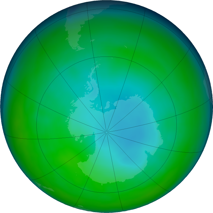 Antarctic ozone map for June 2024